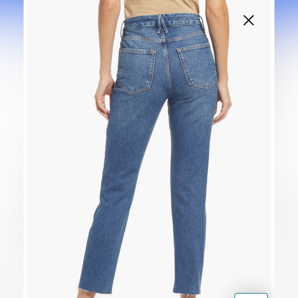 Good American Womens Good Classic Jeans High Rise Raw Ankle Hem Blue 4/27 - Picture 2 of 9
